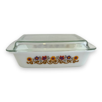 JAJ Pyrex England Briarwood Colourful Flower casserole dish and lid