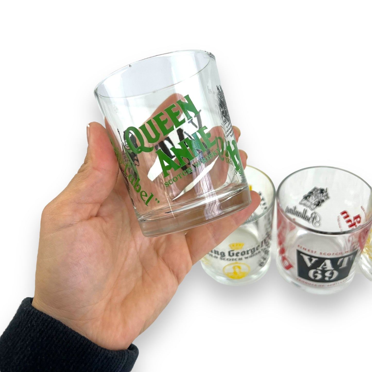 Colourful Logo patterned whiskey glass set of 4