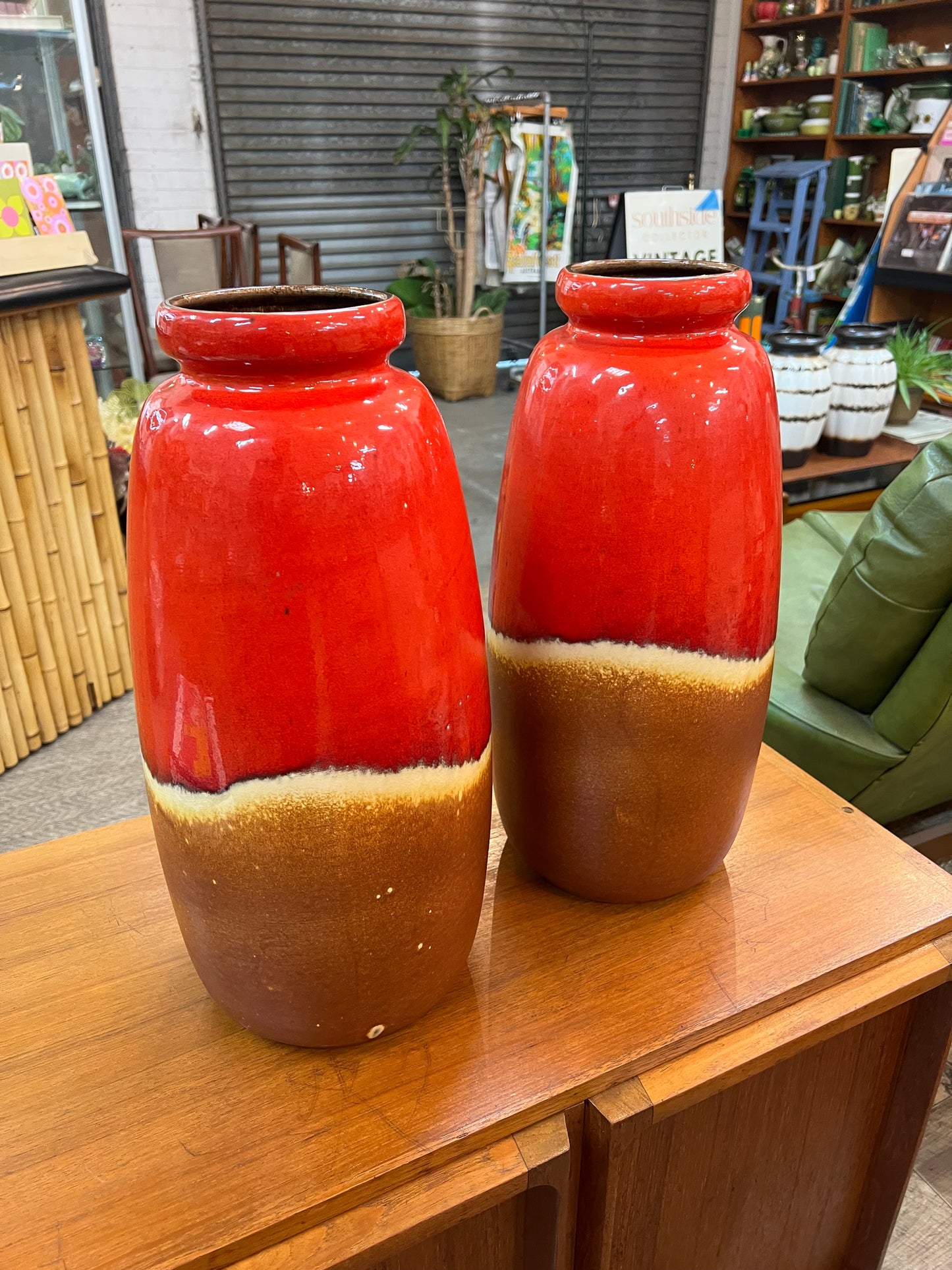 Pair of Large Scheurich West German Pottery Floor Vases – Model 284-47