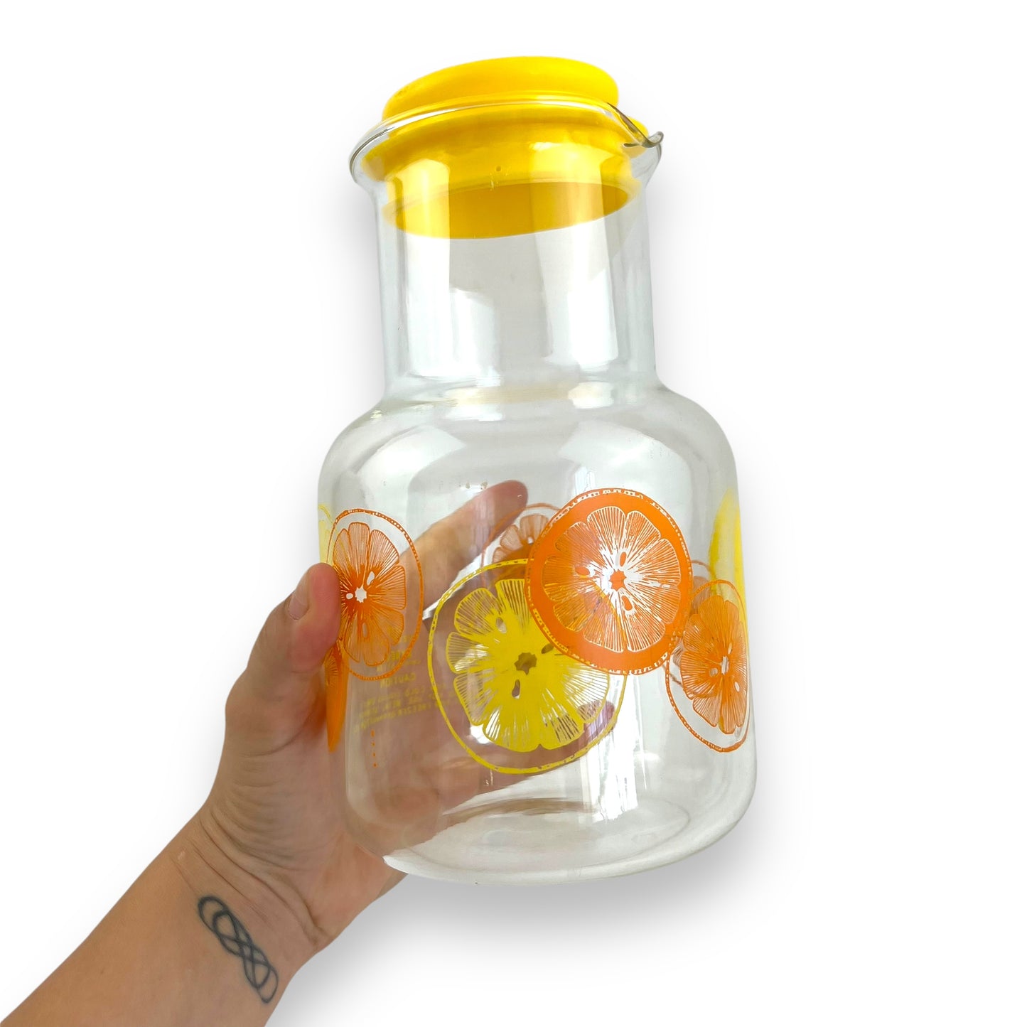 Pyrex Juice Carafe - Citrus Design - Made in USA - Retro 1970s