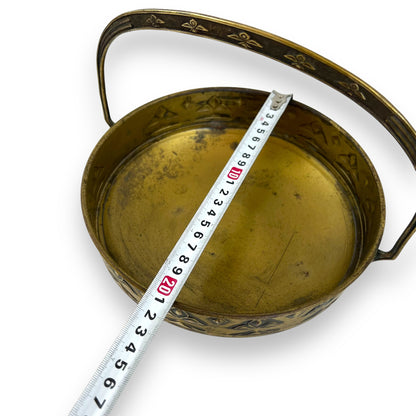 Brass Basket with Handle - Embossed Design