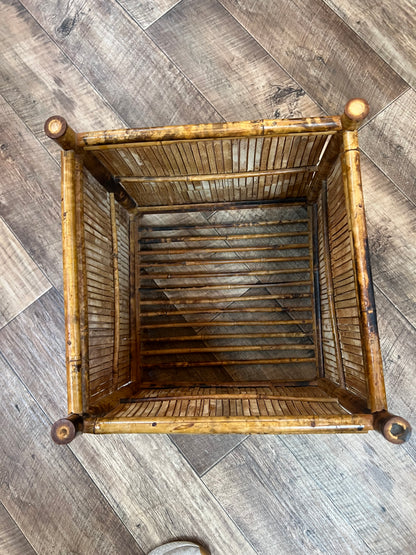 Tortoiseshell Cane Plant Basket / Bamboo Planter Holder