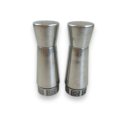 Stainless Steel Salt and Pepper Shakers with Ornate Floral Trim by Wiltshire