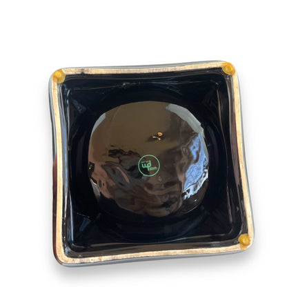 Black and white scotch whiskey branded black ceramic square ashtray