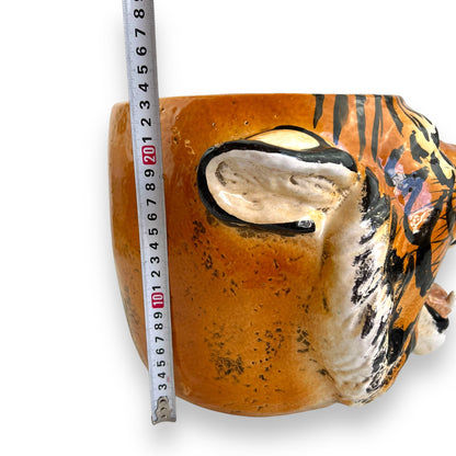 Large Italian Tiger Head Ceramic Planter