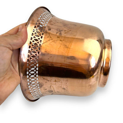 Copper Vase / Plant Pot with Intricate Cutout Design