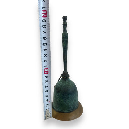 Patina Brass Handbell with Twisted Rope Detailing