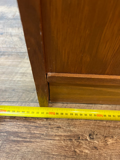 Mid-Century Modern Room Divider Bookcase with Sliding Door Storage