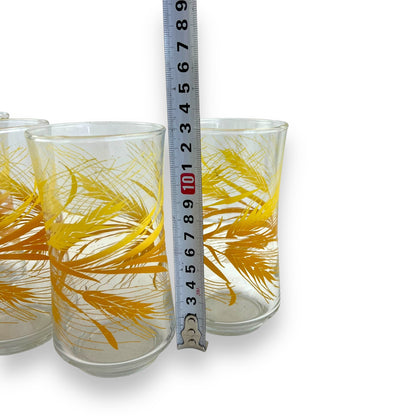 Orange and Yellow Wheat Pattern Tumbler Glass Set of 4