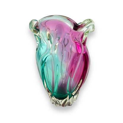 Pink & Blue Art Glass Large Vase