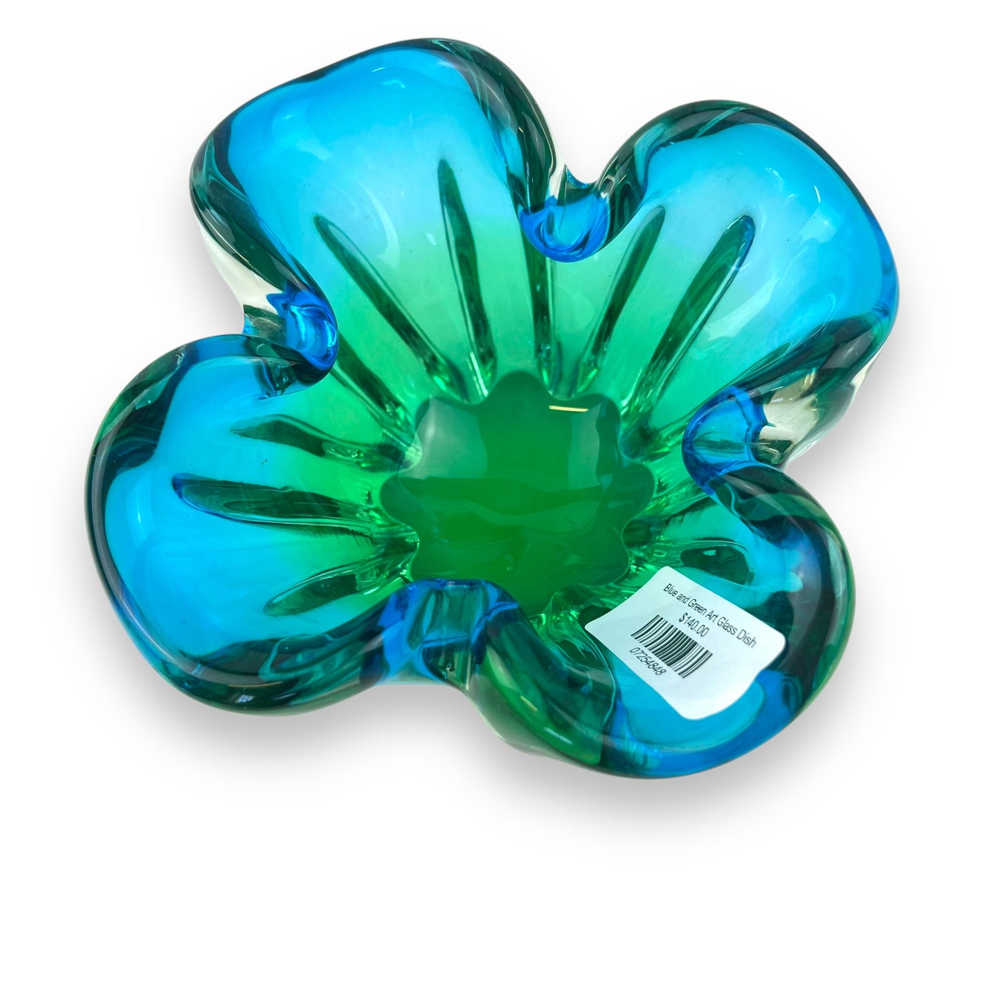 Blue and Green Art Glass Dish