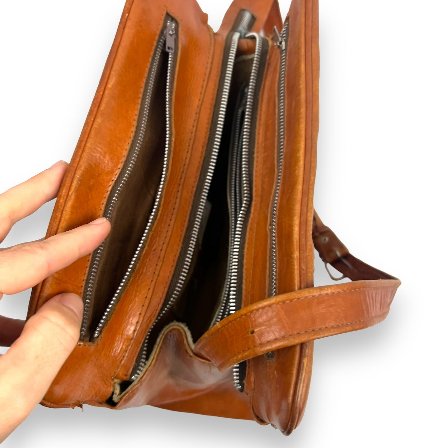 Brown Mexican Leather Bag Hand Tooled With Strap