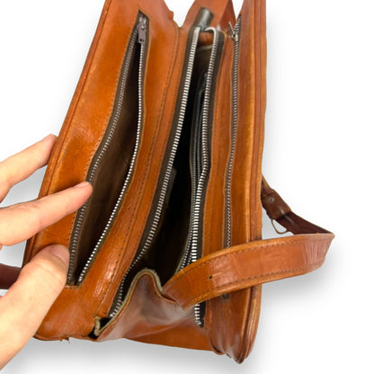 Brown Mexican Leather Bag Hand Tooled With Strap