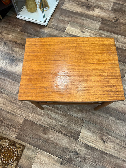 Mid century Teak side table with slated magazine shelf