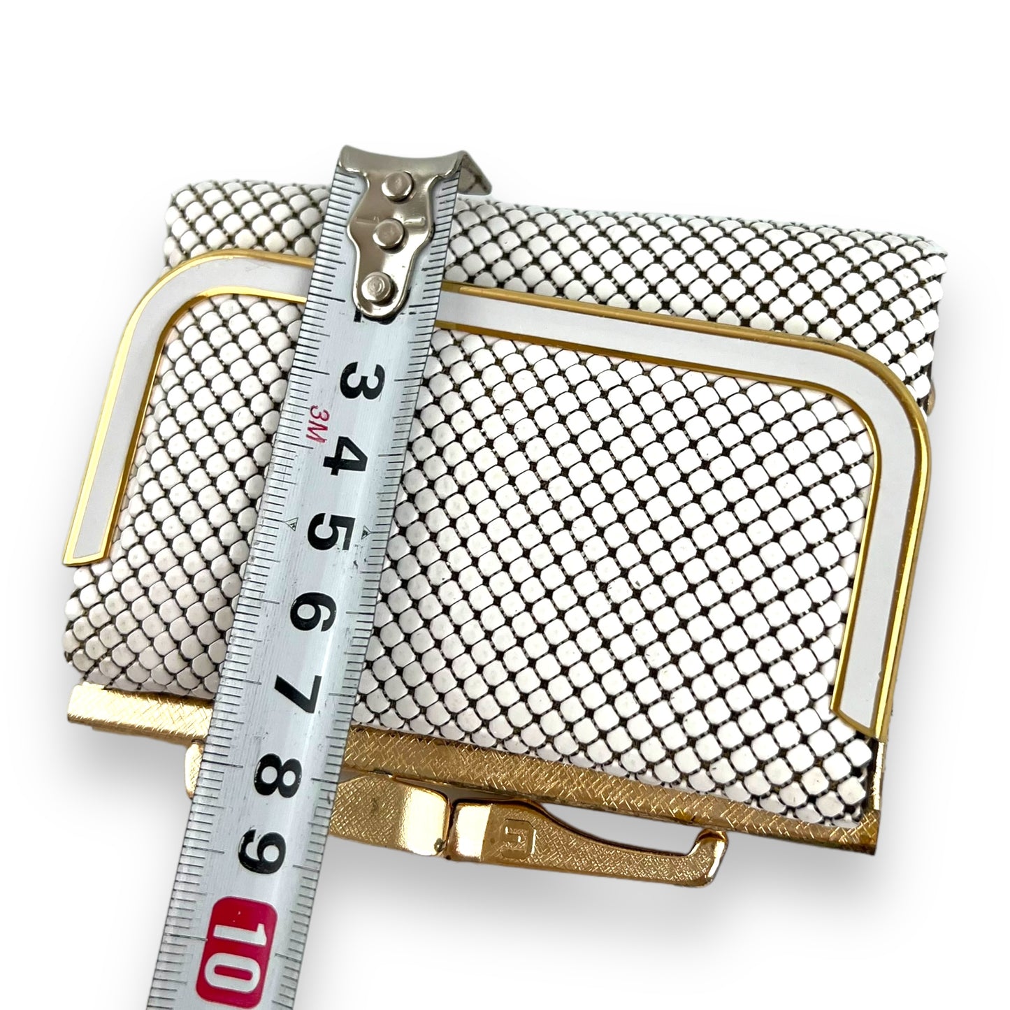 Glomesh white and gold mesh purse