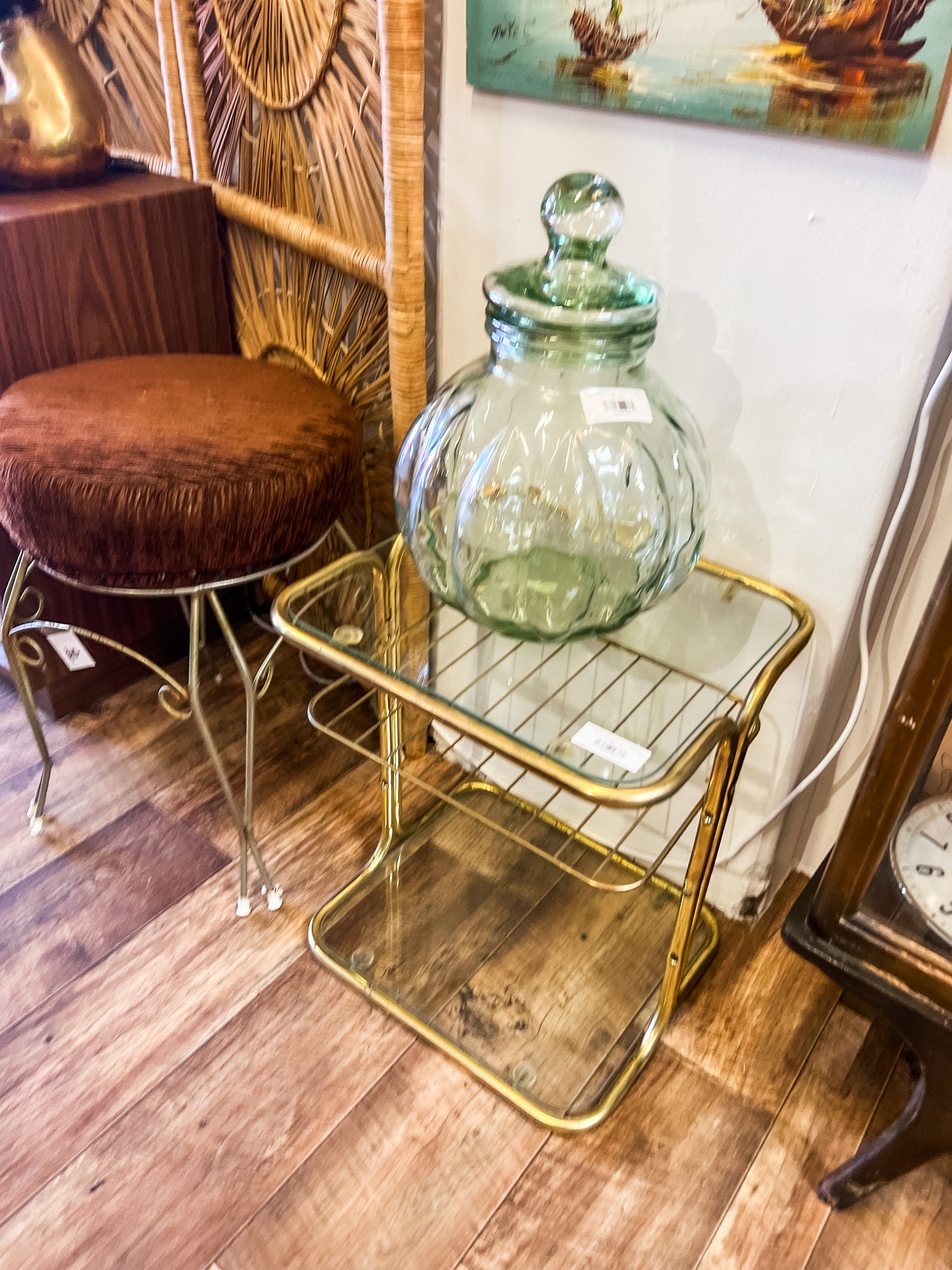 Brass side Table with shelf rack