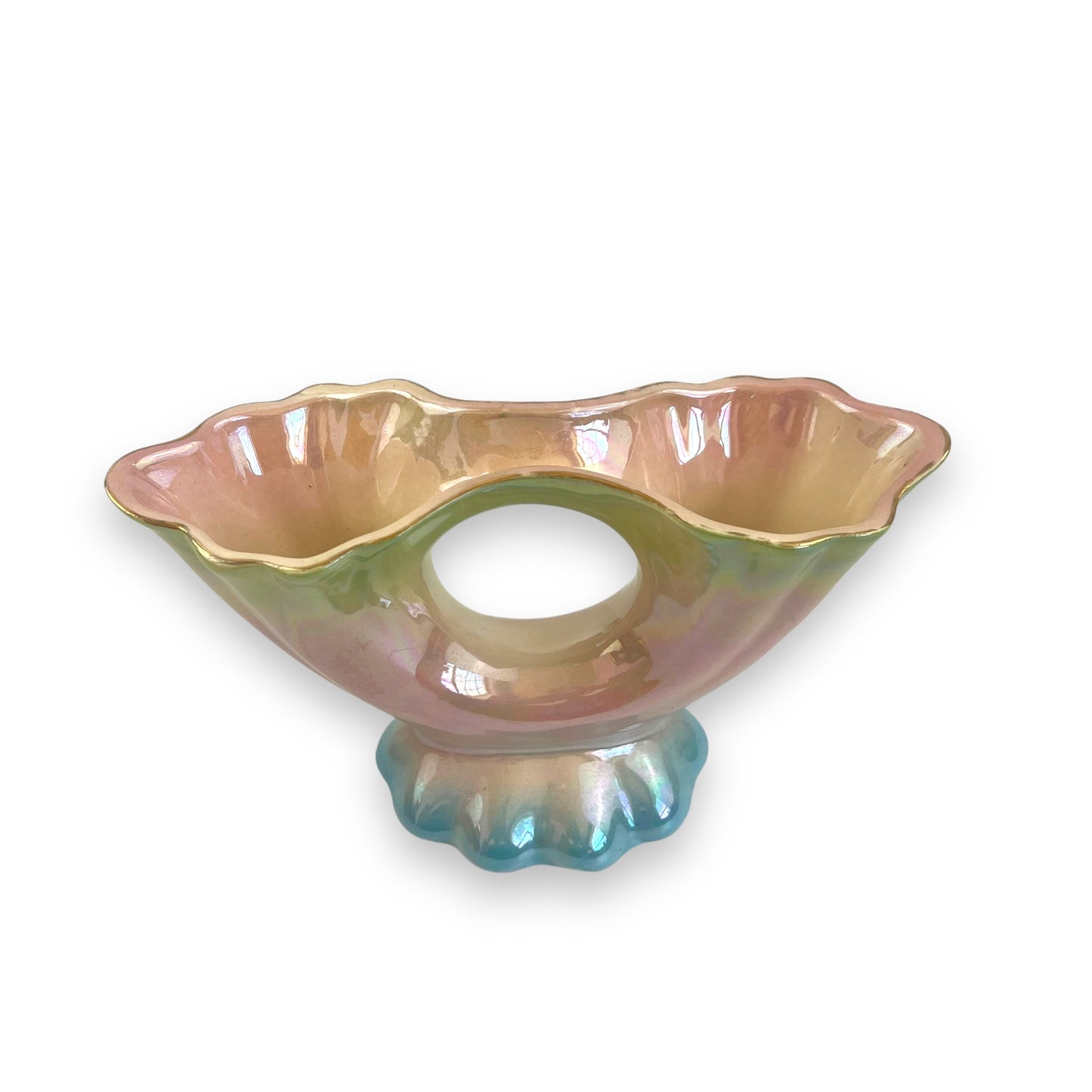 Lustreware Centerpiece Vase, Iridescent Pastel Ceramic