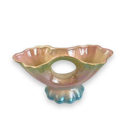 Lustreware Centerpiece Vase, Iridescent Pastel Ceramic