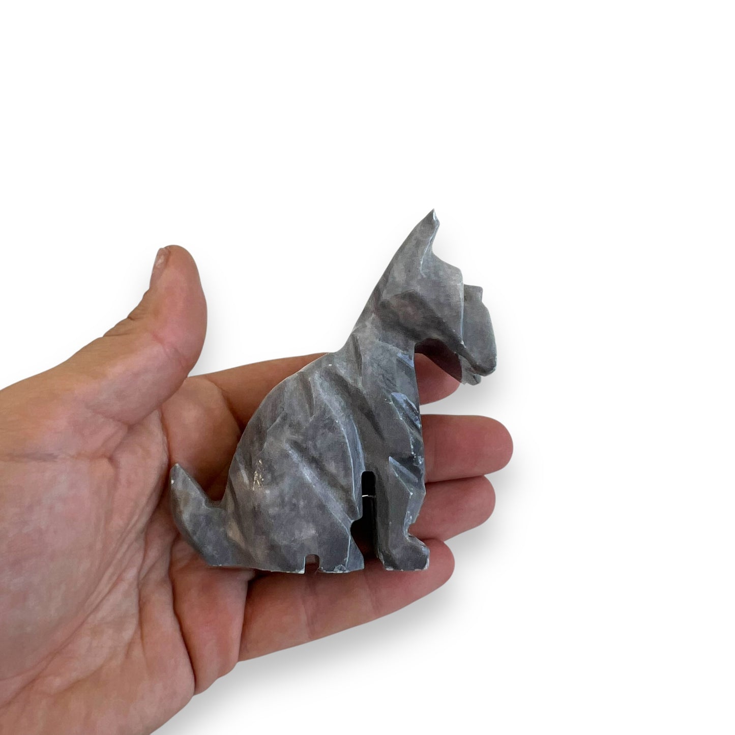 Stone carved dog statue ornament