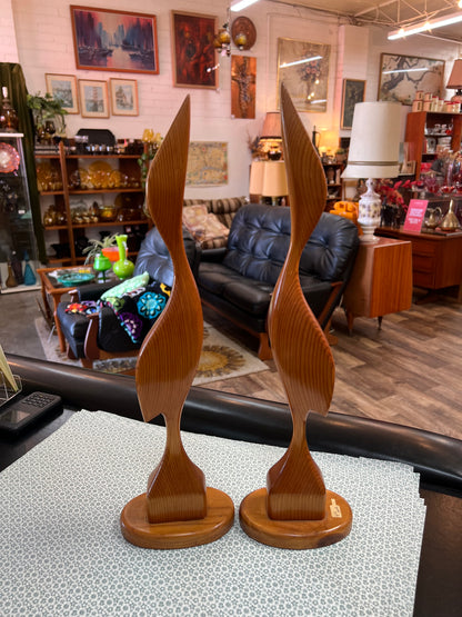 Sculptural Timber Bird Figures – Abstract Wooden Art Pair