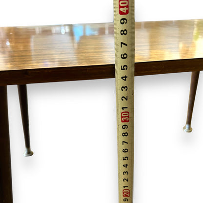 Brown Laminate Side Table – Small Retro Coffee Table with Tapered Legs
