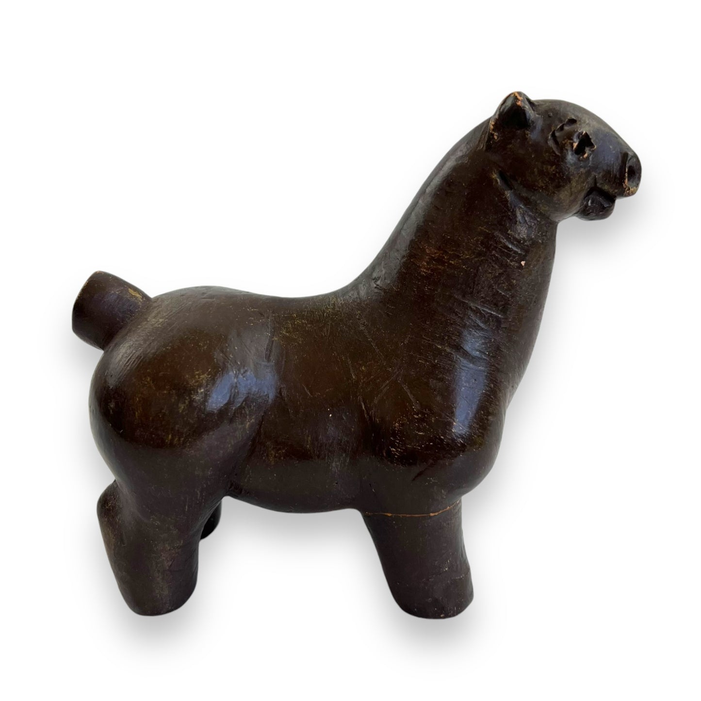 Lujo Vodopivec Handmade Ceramic Dark Brown Horse Sculpture