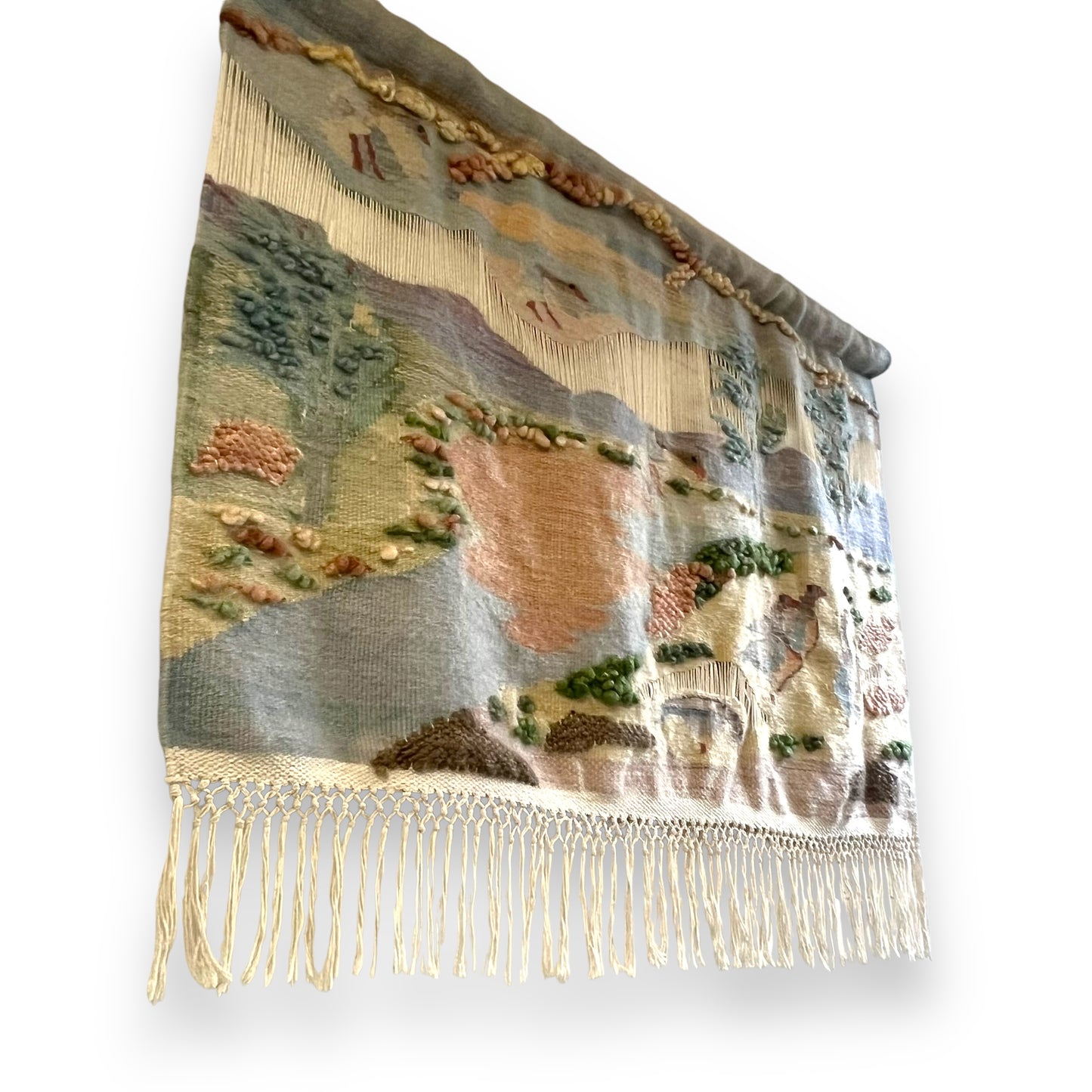 South African Woollen Wall Hanging 'River & Mountain Scene’