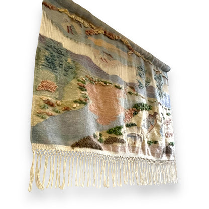 South African Woollen Wall Hanging 'River & Mountain Scene’