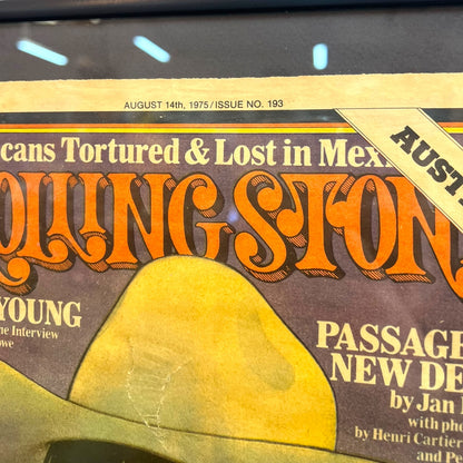 Framed 1975 Rolling Stone Magazine Cover — Neil Young Issue No. 193