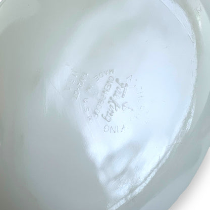Anchor Hocking FireKing White Dish With Blue flower pattern and plain white lid - Made in USA