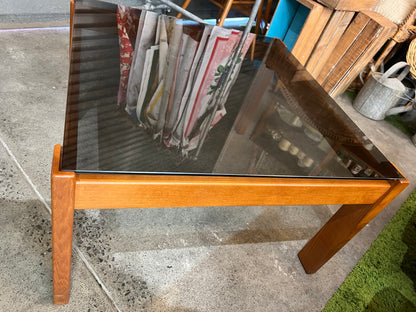 1970s Australian Blackwood & Smoked Glass Coffee Table