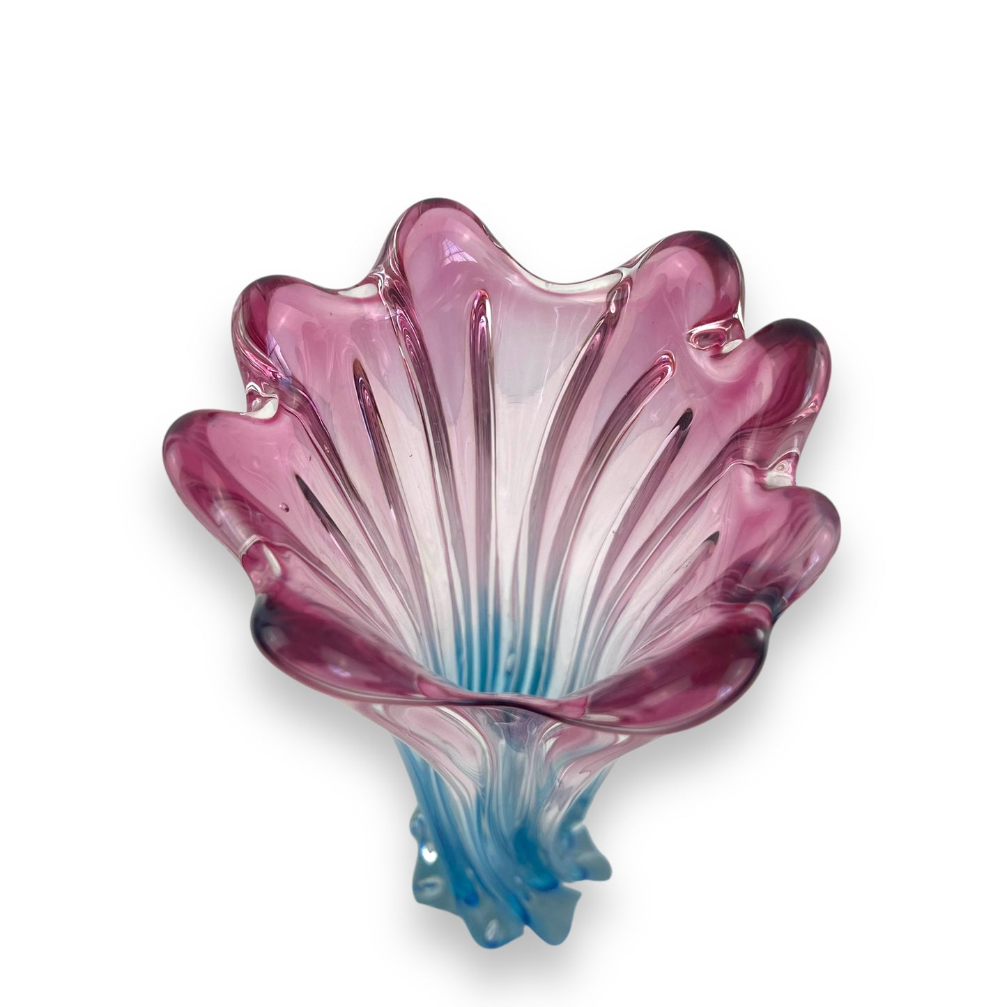 Murano Sommerso-Style Pink and Blue Glass Vase - Mid-Century Modern Art Glass