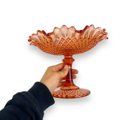 Pink Art Glass Comport Table stand Bowl