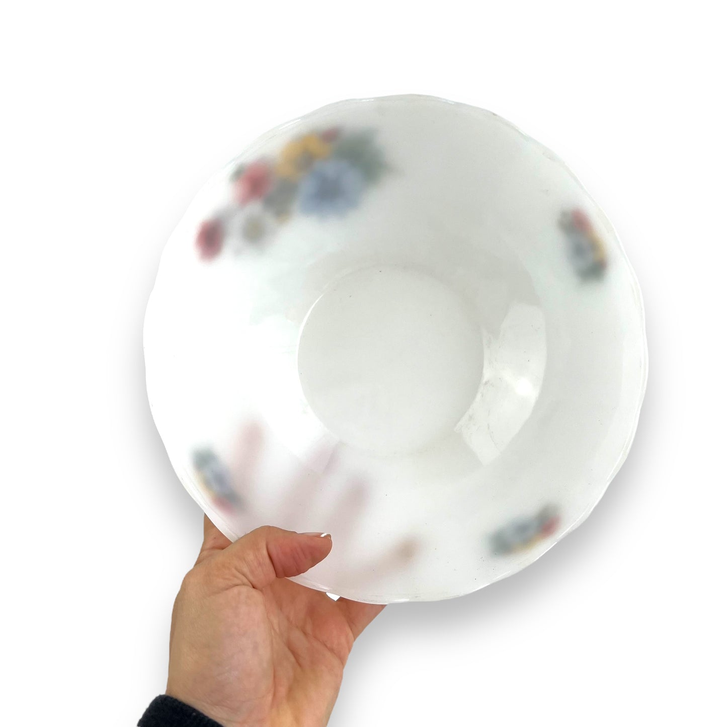 Arcopal France Multicolour flower white glass bowl
