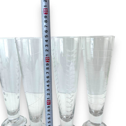 Tall Cocktail Glass Multi pattern set of 4