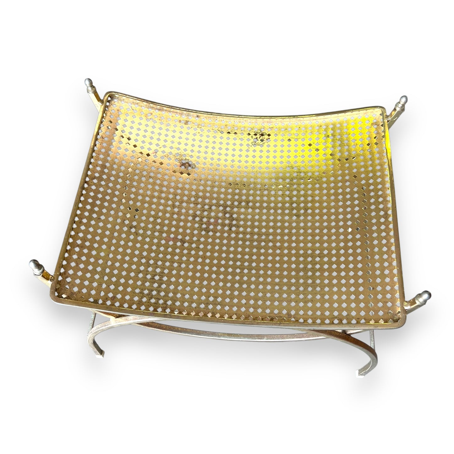 Hollywood Regency Vanity Stool – Mid Century Modern Metal Bench