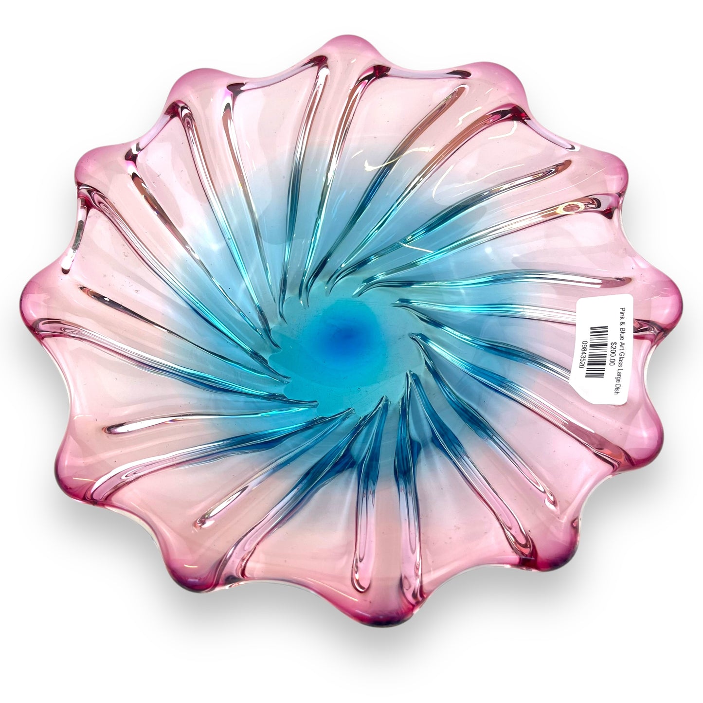 Pink & Blue Art Glass Large Dish