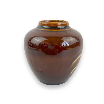 Brown Vase Etched Grass Design