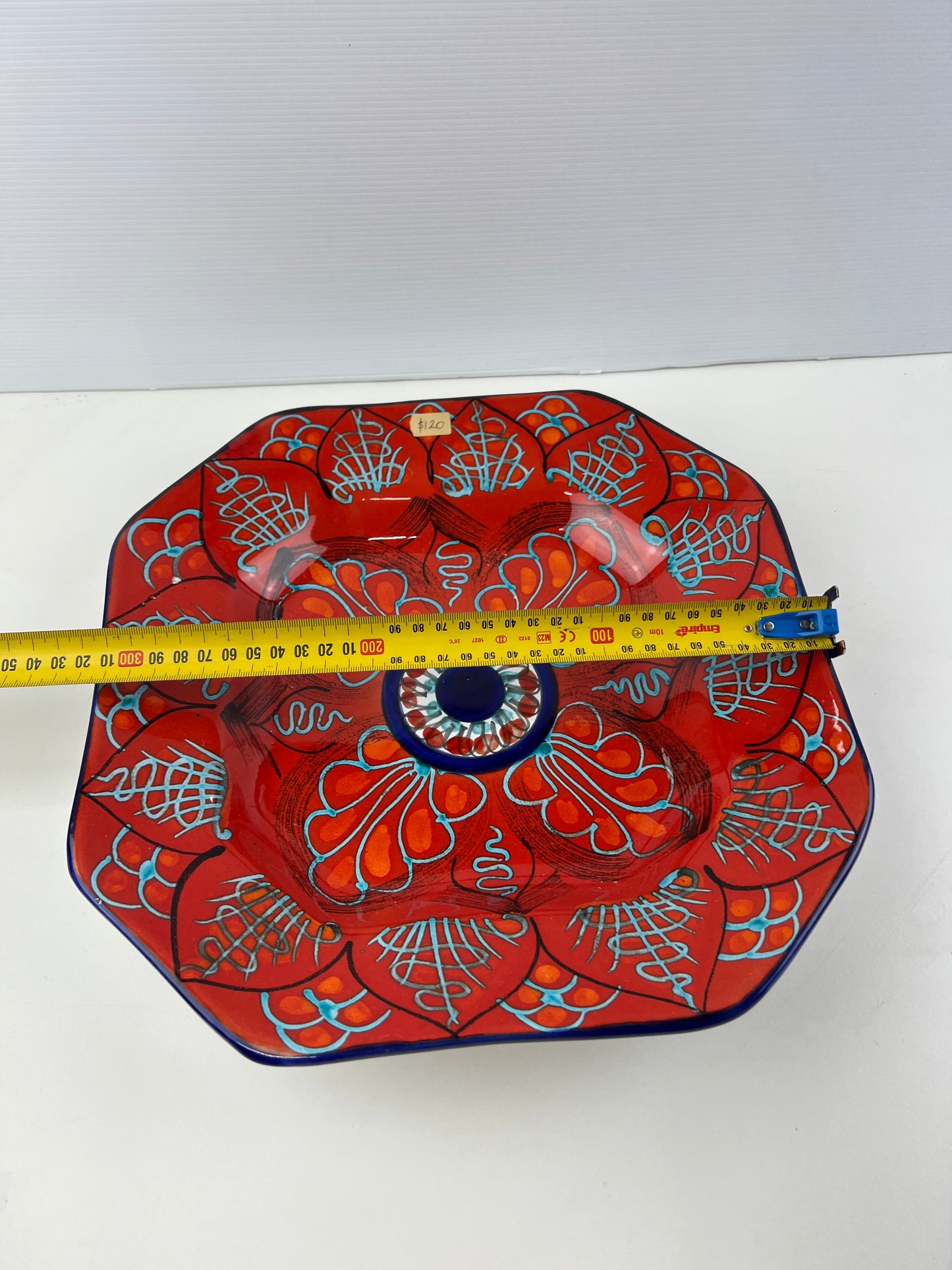 Hand-Painted Red Patterned Art Ceramic Wall Plate