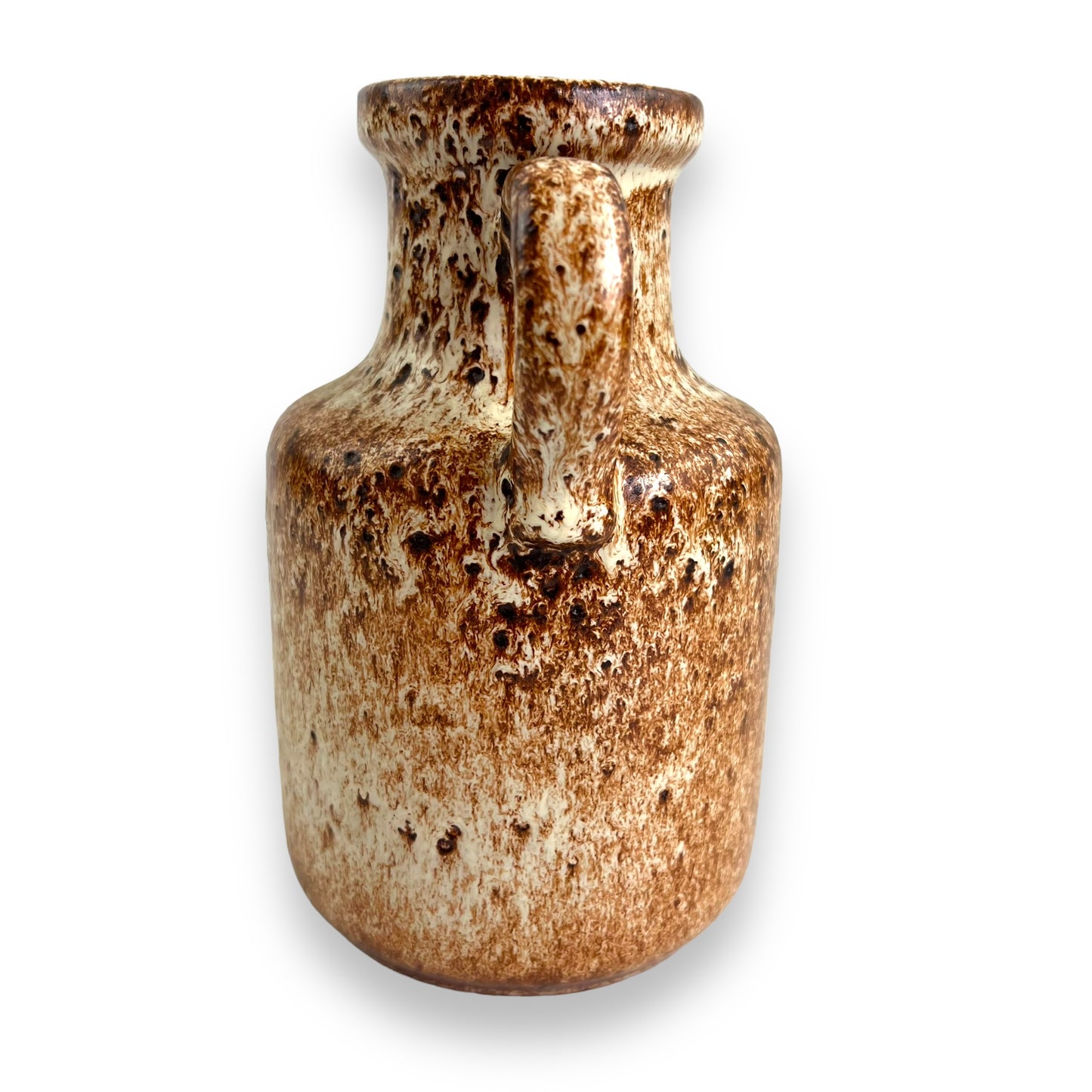 West German Vase with Handle brown speckle pattern stamped 414/16