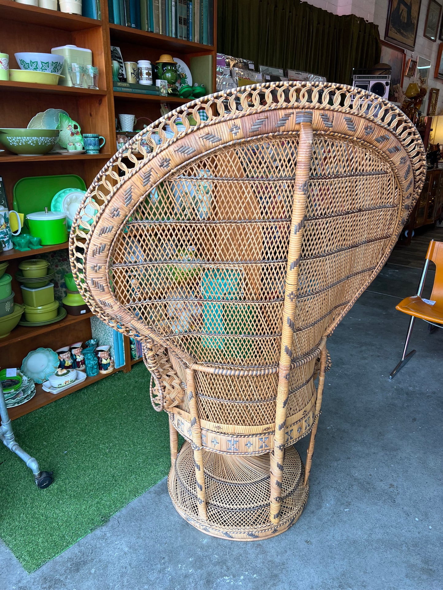 Cane Peacock Chair – Ornate Woven Rattan Statement Chair