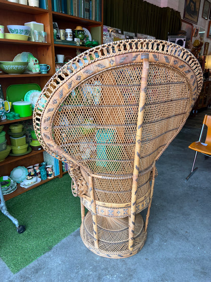 Cane Peacock Chair – Ornate Woven Rattan Statement Chair