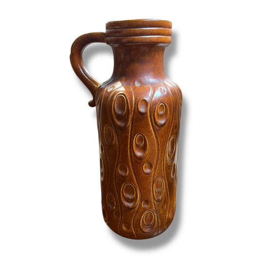 West German Scheurich 488-45 Vase — Mid-Century, Caramel Brown