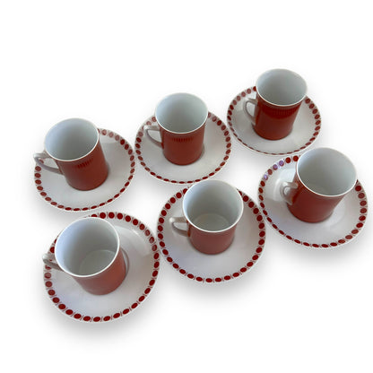 Westminister 1067 Red Cups x6 & Saucers x6 Set - Made in Australia