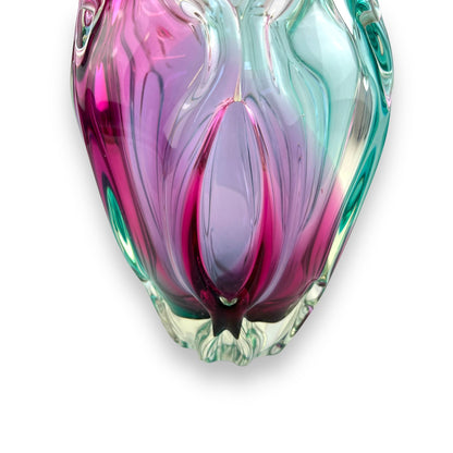 Pink & Blue Art Glass Large Vase