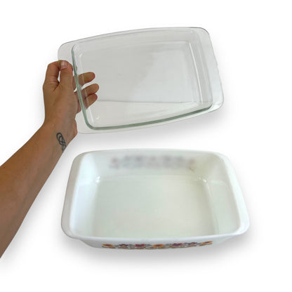 JAJ Pyrex England Briarwood Colourful Flower casserole dish and lid