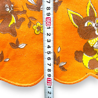 Retro Orange yellow and brown rabbit and mushroom tablecloth