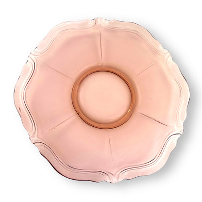 Pink Depression Glass Plate – Elegant Scalloped Edge Serving Platter