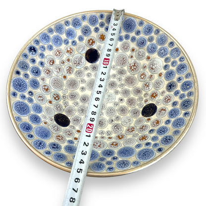 Mosaic Stone Decorative Bowl with Blue and Earth-Tone Pattern