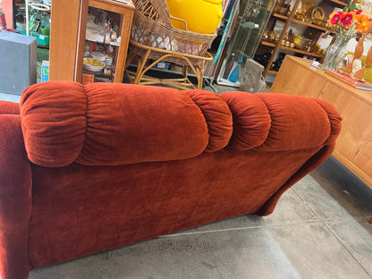 Warm Rustic Red Velvet Two Seater Lounge